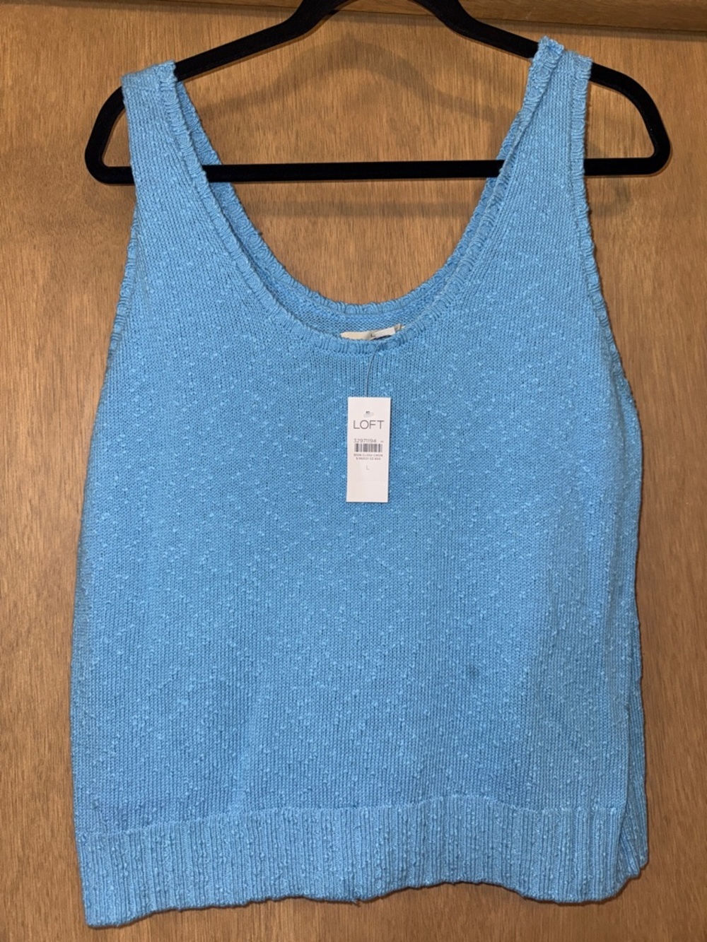 LOFT NWT Sky Blue Textured Knit sweater Tank Sz L